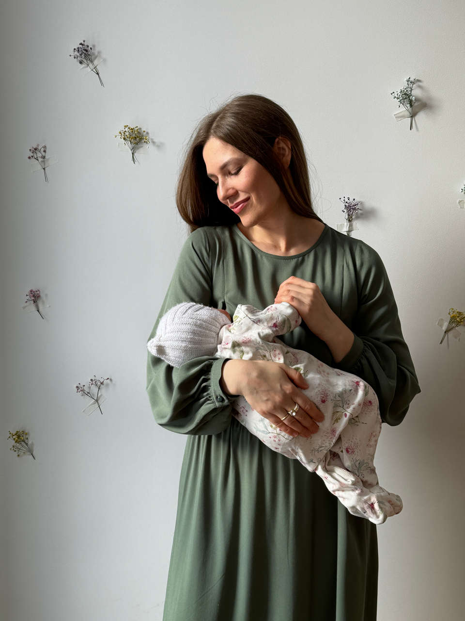 Платье Катарина для беременных и кормящих мам - базилик - 4