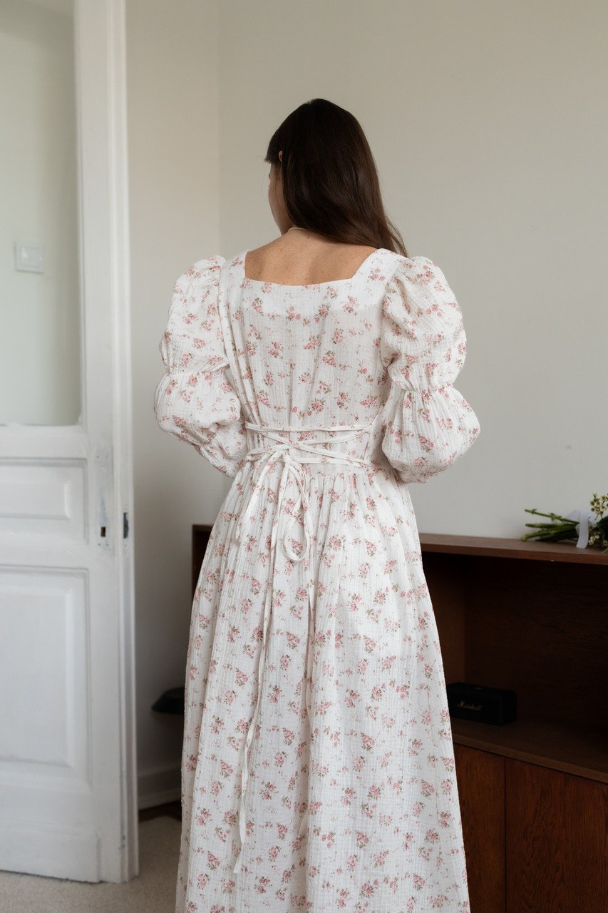 Платье Эмма - айвори с цветами - 1