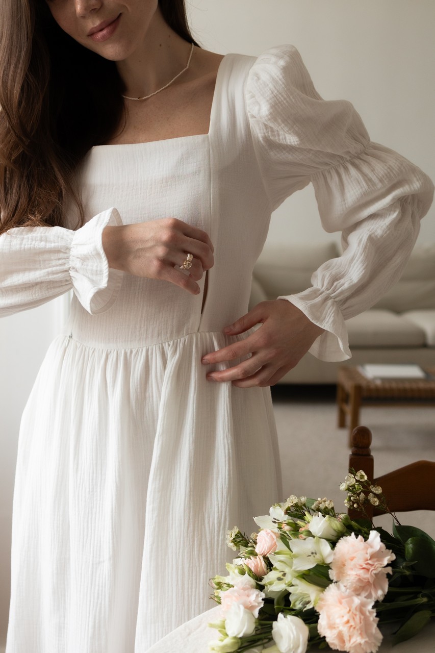 Платье Эмма для беременных и кормящих мам - айвори