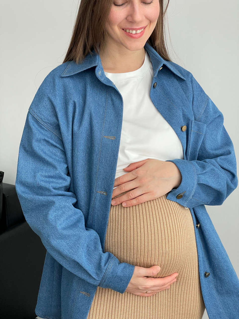 Рубашка джинсовая для беременных и кормящих мам - деним - 14