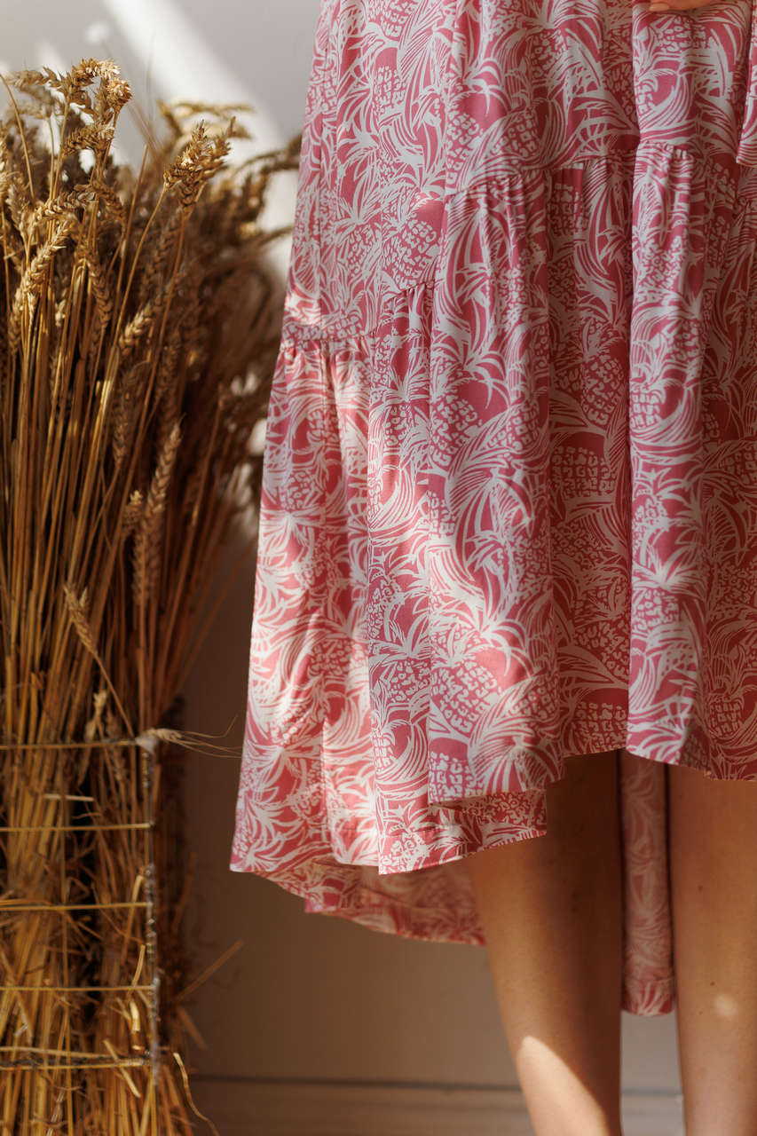 Платье Ветер миди для беременных и кормящих мам - розовый тропик - 5