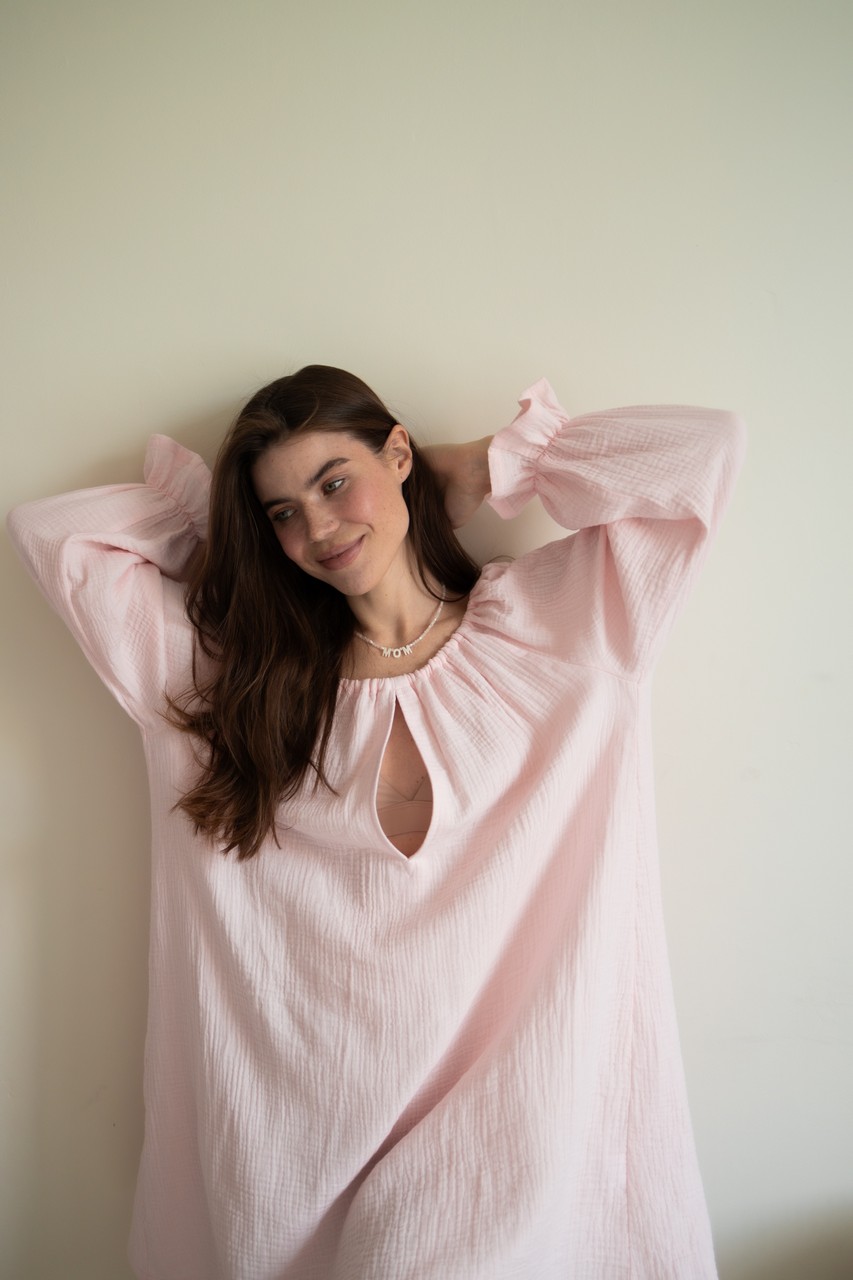 Ночная сорочка с рукавом Джейн для беременных и кормящих мам - нежно-розовый - 2