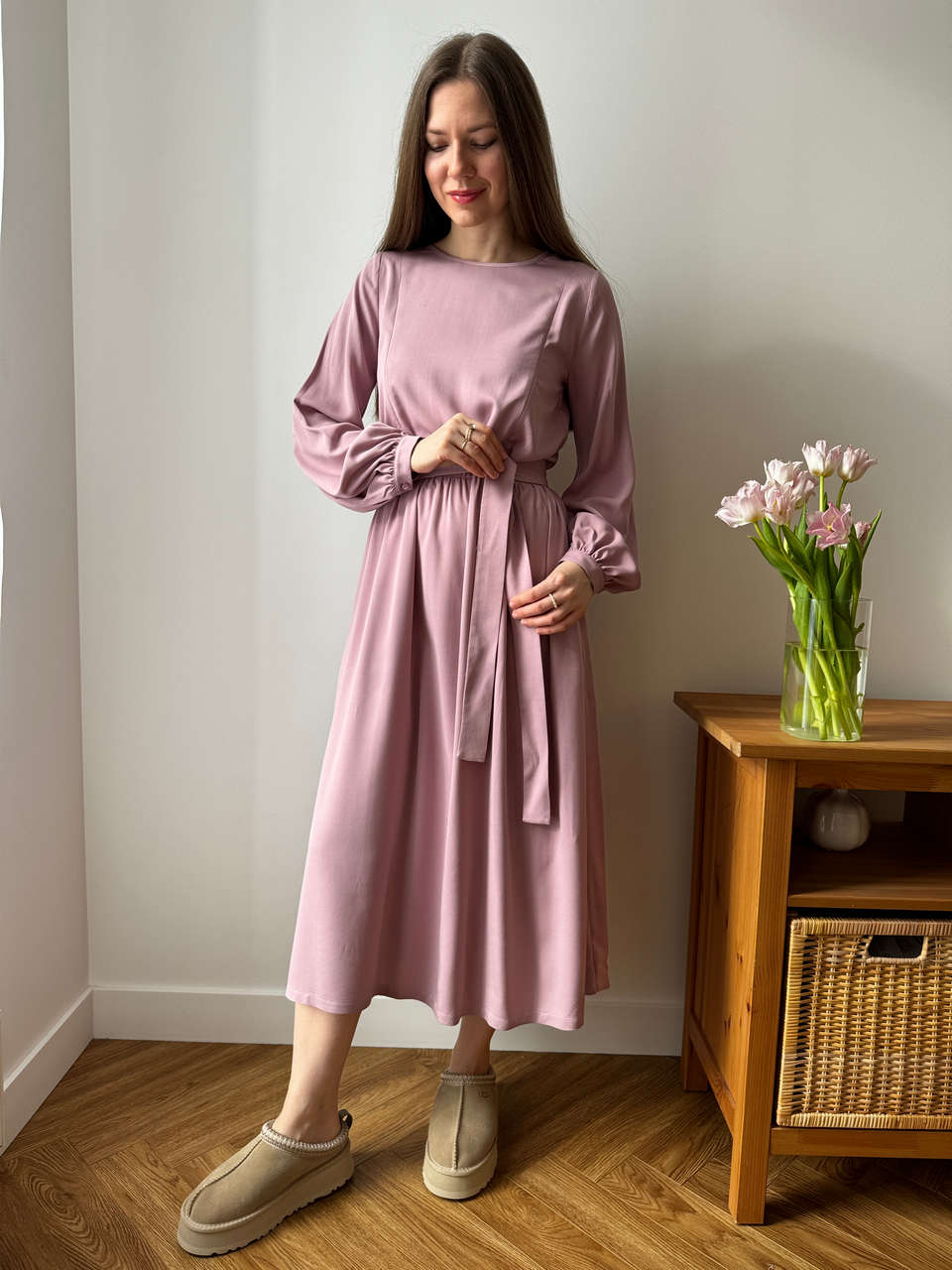 Платье Катарина для беременных и кормящих мам - пудровый - 4
