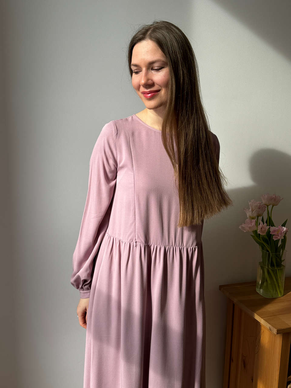 Платье Катарина для беременных и кормящих мам - пудровый - 1
