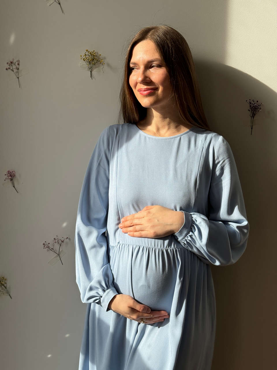 Платье Катарина для беременных и кормящих мам - голубой - 4