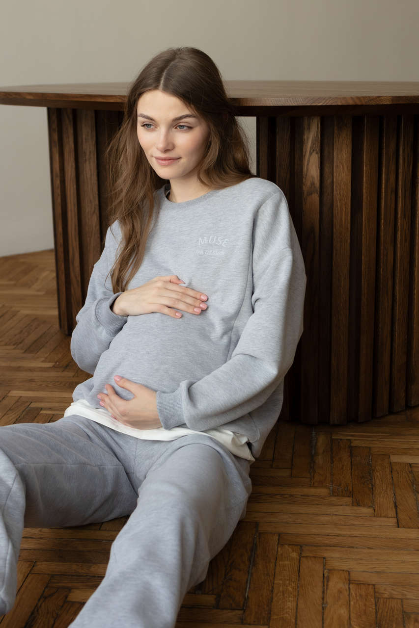 Свитшот Ритм премиум для беременных и кормящих мам - серый меланж - 3