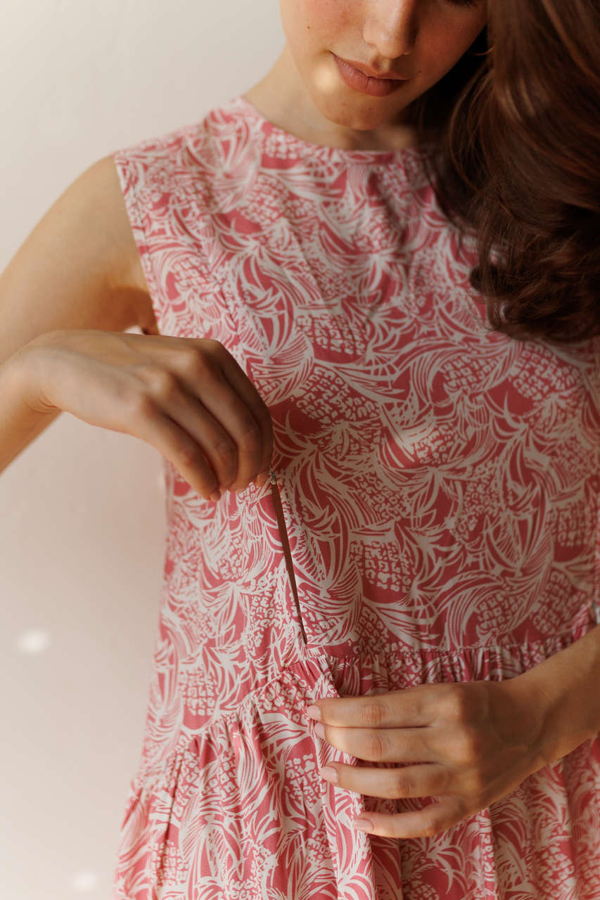 Платье Ветер миди для беременных и кормящих мам - розовый тропик - 2