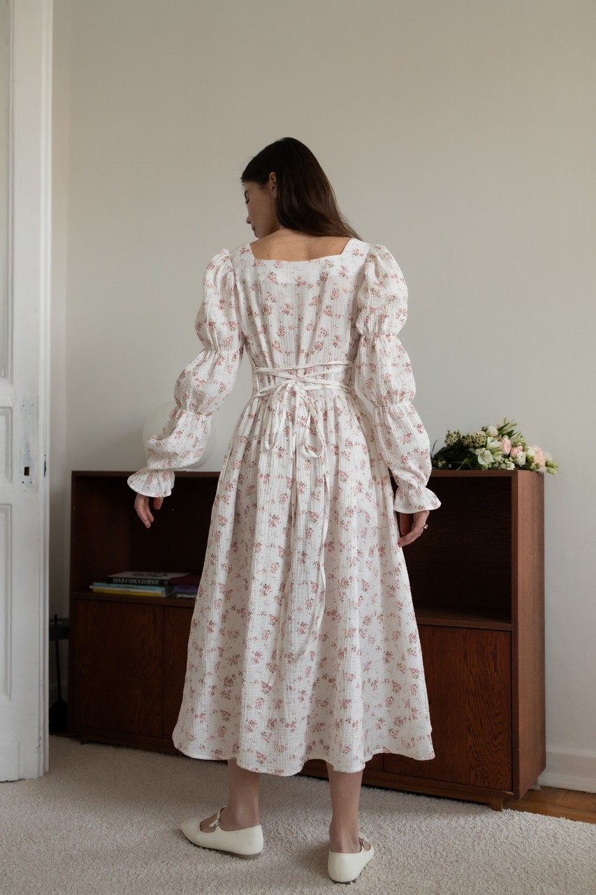 Платье Эмма - айвори с цветами - 2