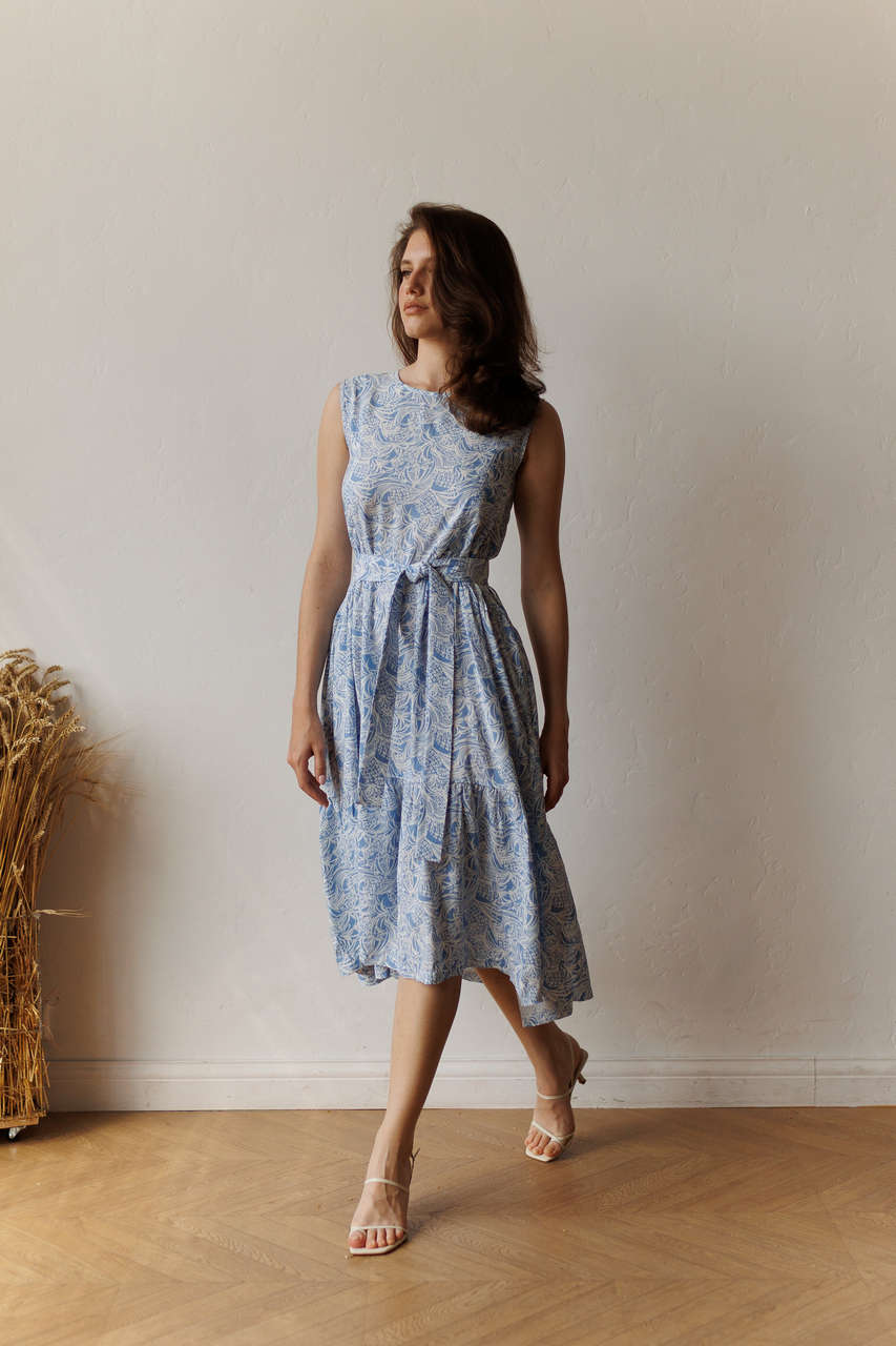 Платье Ветер миди для беременных и кормящих мам - голубой тропик - 4