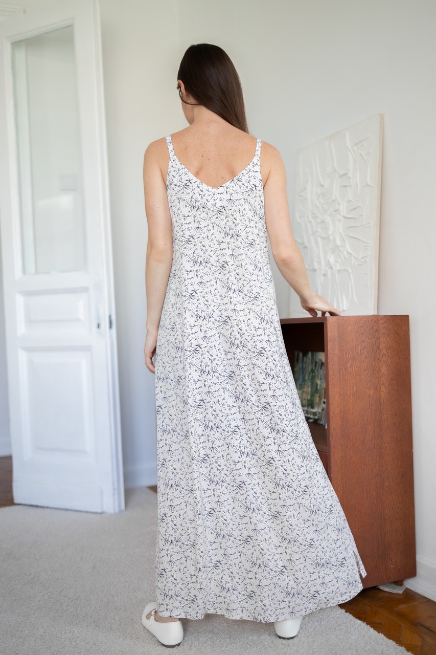 Платье-комбинация с разрезом для беременных и кормящих мам - нежно-розовый с цветами - 6