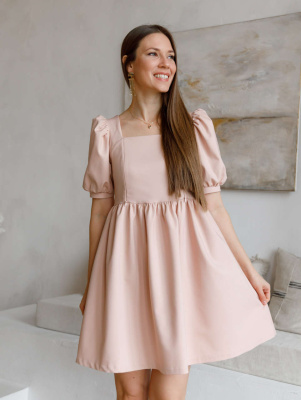 Платье коктейльное мини для беременных и кормящих мам - розовое шампанское - 0