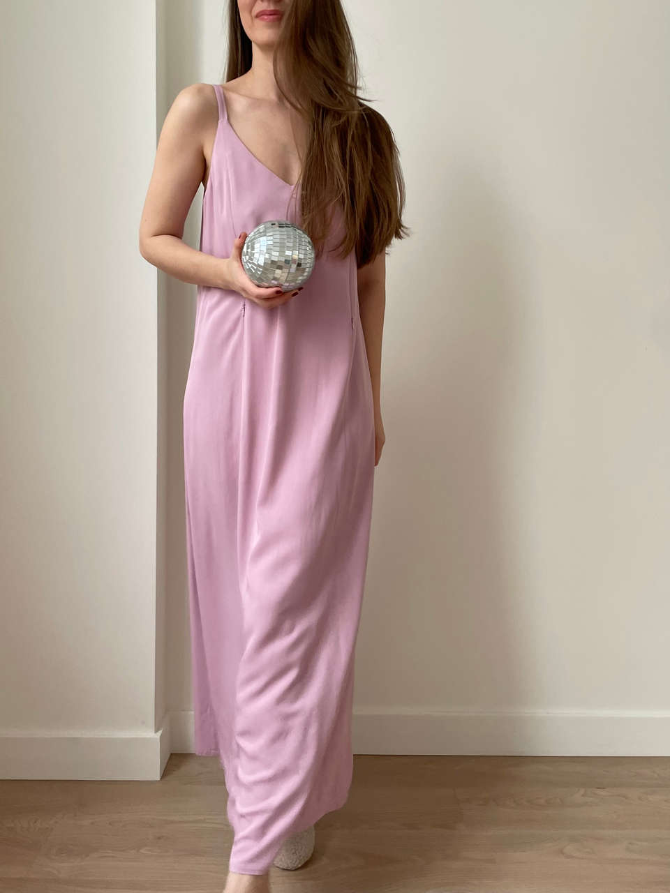 Платье-комбинация с разрезом для беременных и кормящих - розовый - 2