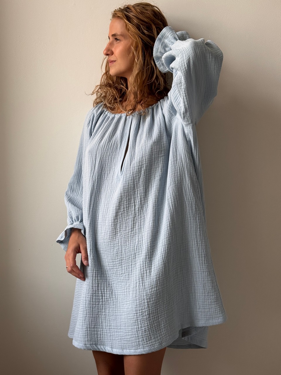 Ночная сорочка с рукавом Джейн для беременных и кормящих мам - голубой - 3