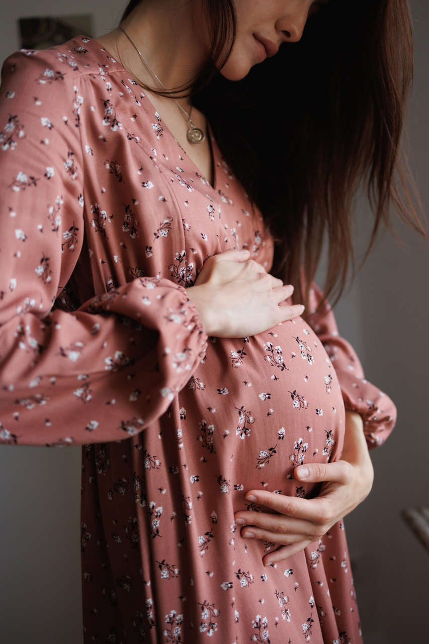 Платье Флора для беременных и кормящих мам - терракотовый с цветами - 7