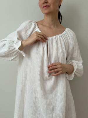 Ночная сорочка с рукавом Джейн для беременных и кормящих мам - айвори - 0