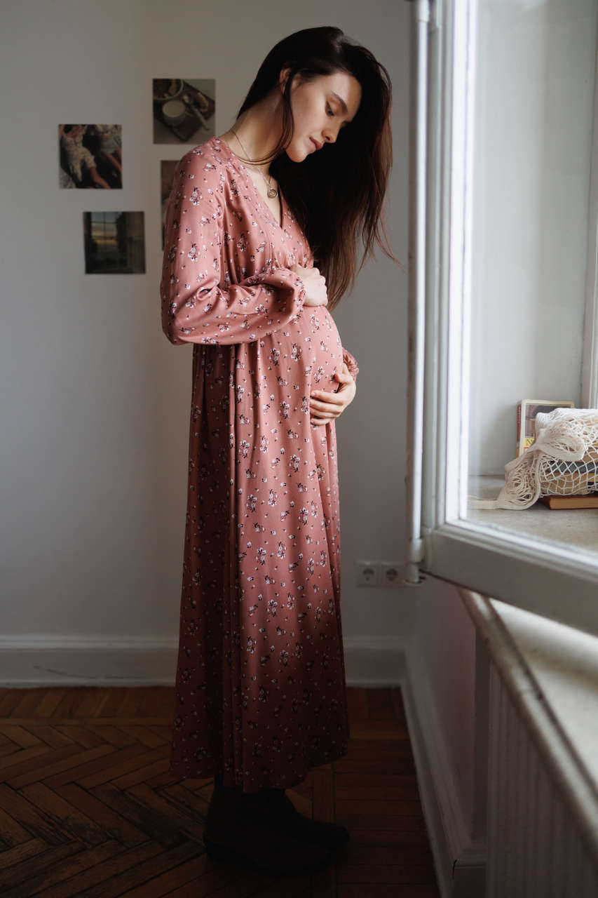 Платье Флора для беременных и кормящих мам - терракотовый с цветами - 6