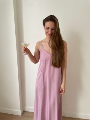 Платье-комбинация с разрезом для беременных и кормящих - розовый - 0