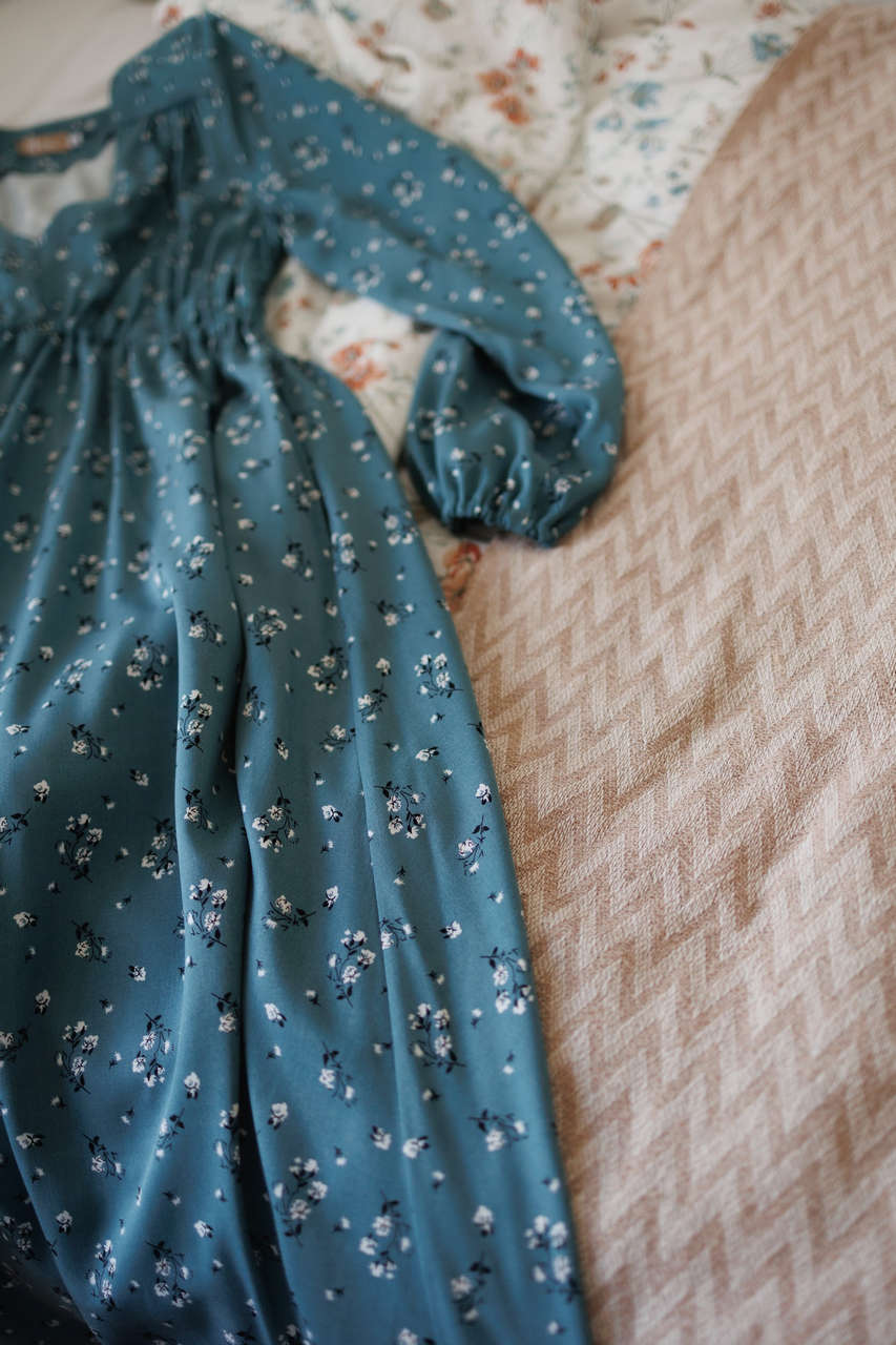 Платье Флора для беременных и кормящих мам - бирюзовый с цветами - 4