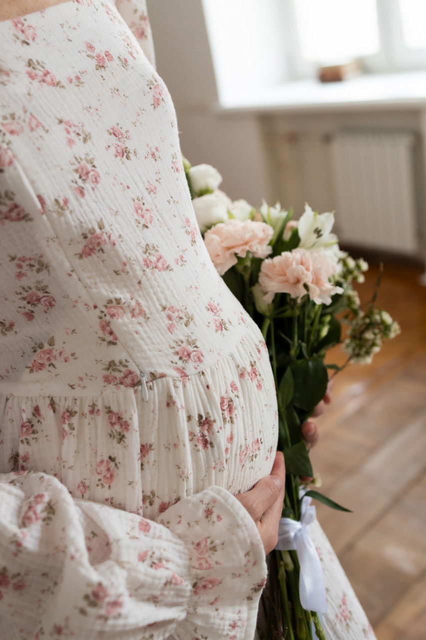 Платье Эмма для беременных и кормящих мам - айвори с цветами - 5