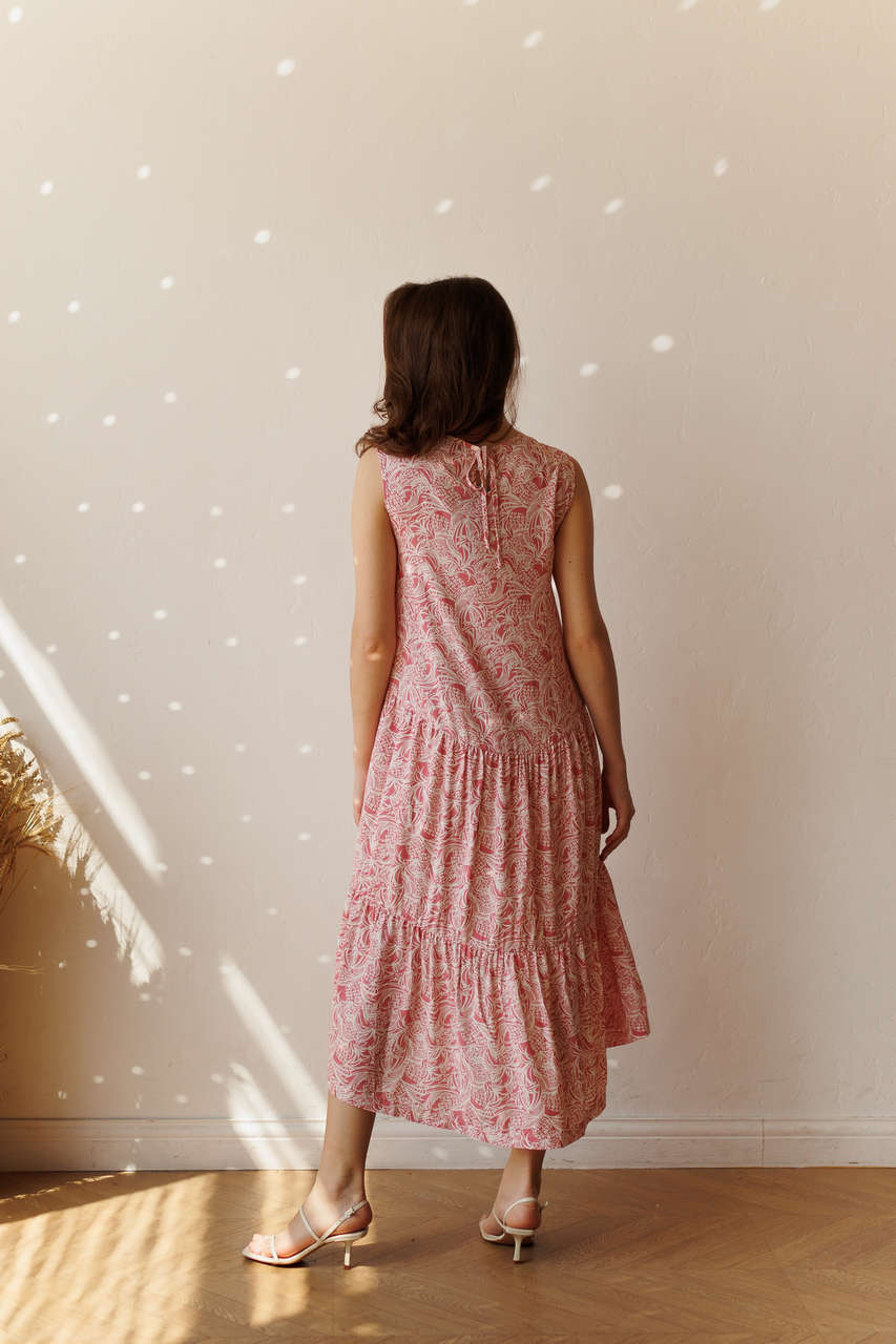 Платье Ветер миди для беременных и кормящих мам - розовый тропик - 4