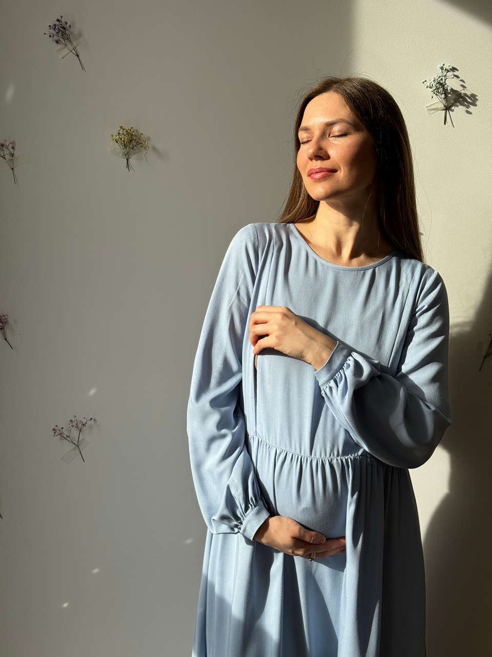Платье Катарина для беременных и кормящих мам - голубой - 7