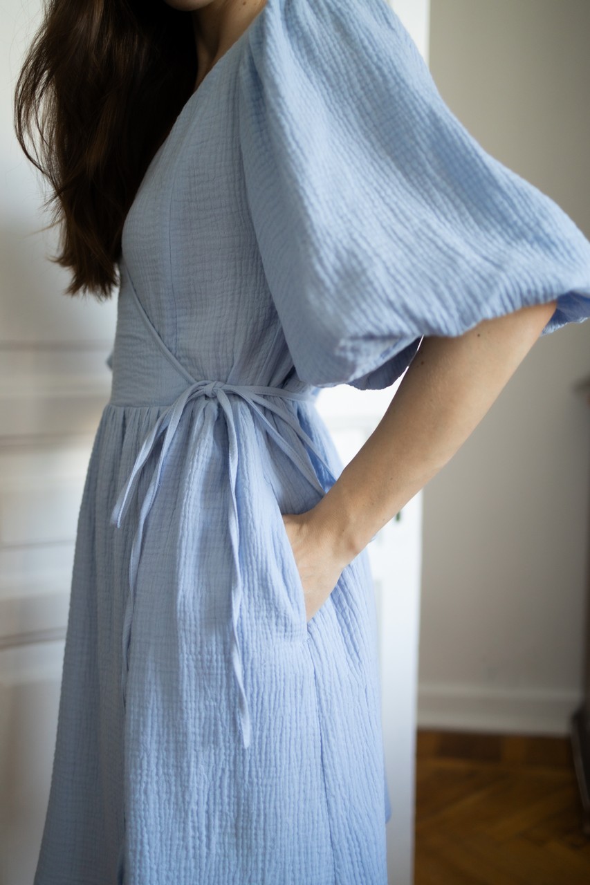 Платье Джульетта мини для беременных и кормящих мам - голубой - 2
