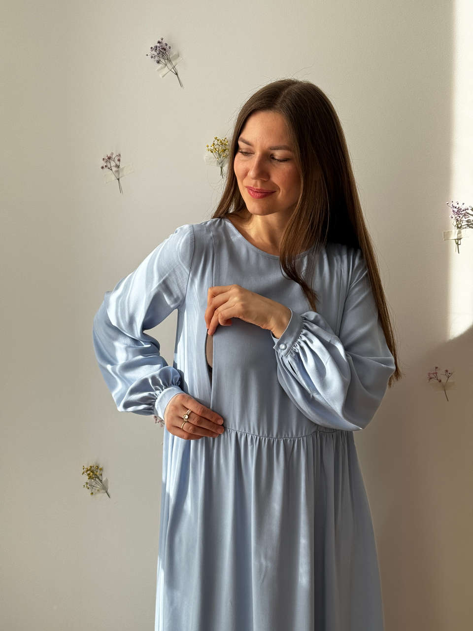 Платье Катарина для беременных и кормящих мам - голубой - 11