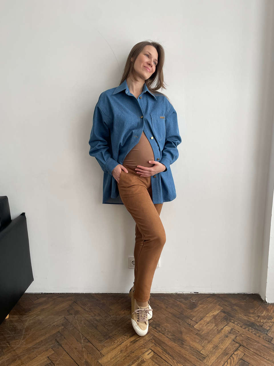 Рубашка джинсовая для беременных и кормящих мам - деним - 9