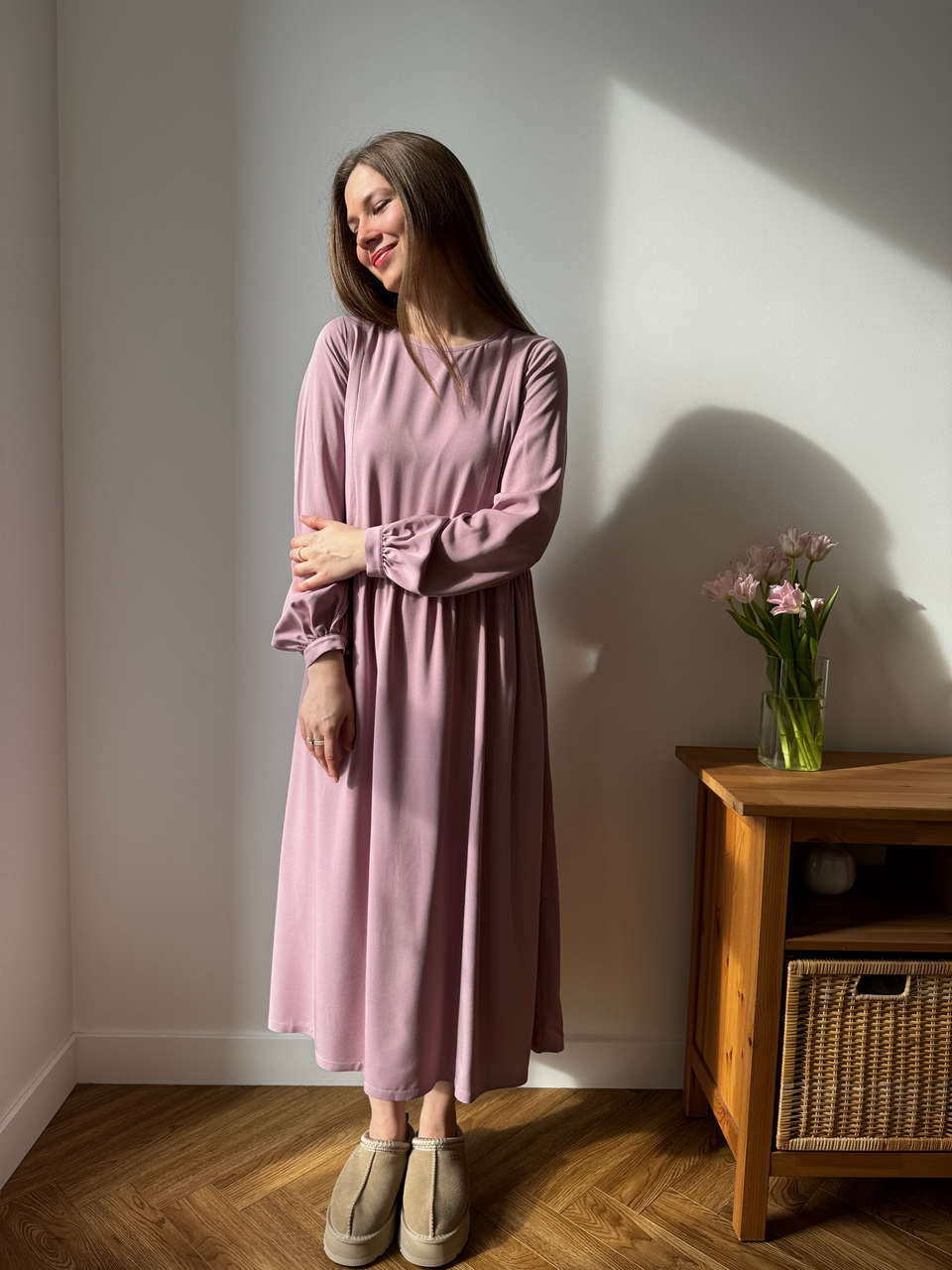 Платье Катарина для беременных и кормящих мам - пудровый - 2