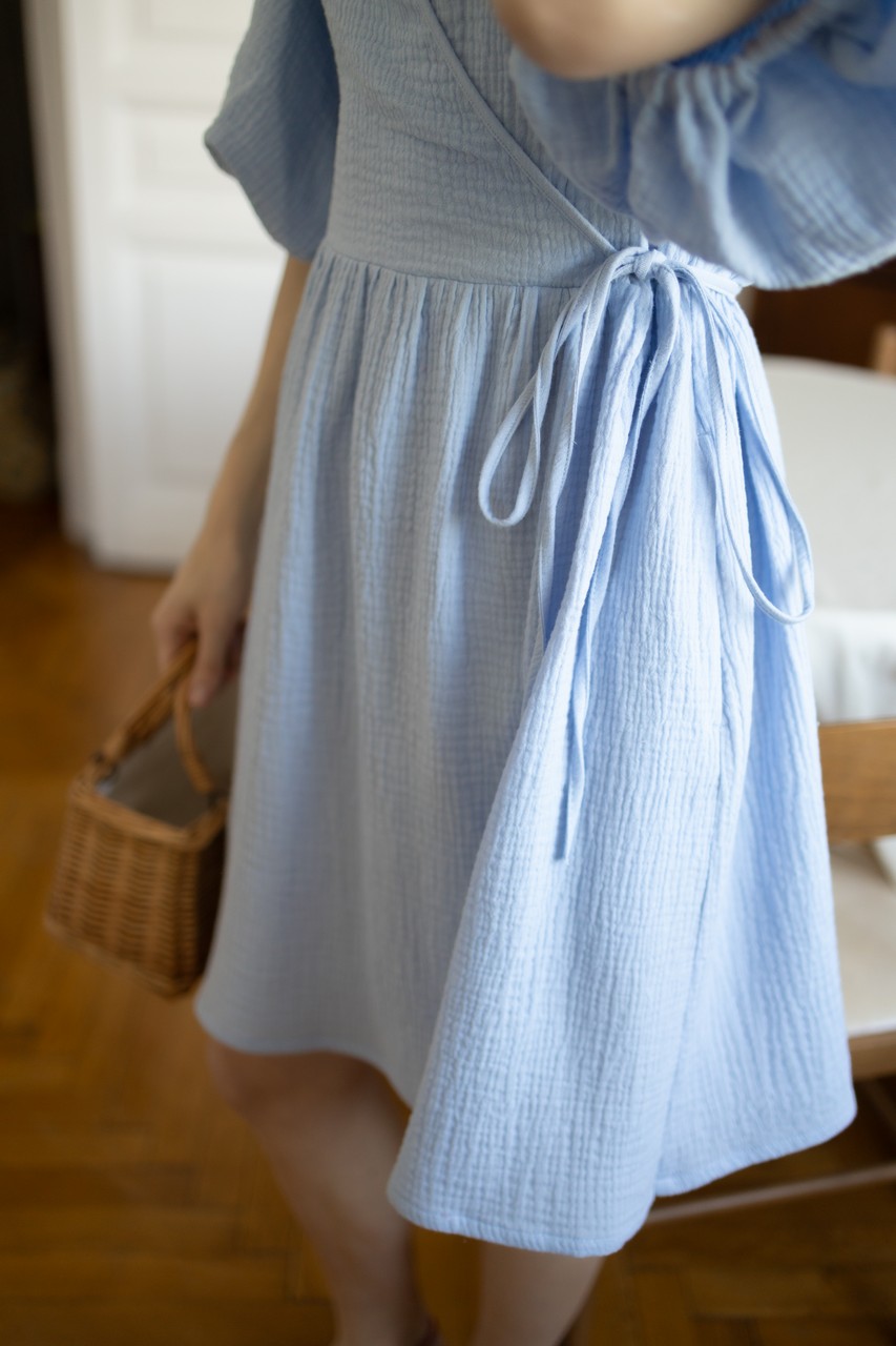 Платье Джульетта мини для беременных и кормящих мам - голубой - 4