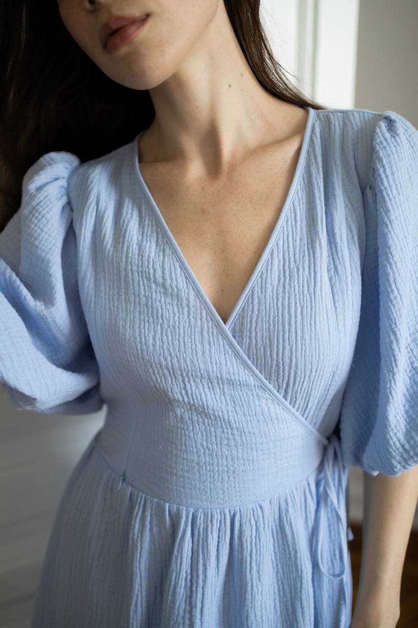 Платье Джульетта мини для беременных и кормящих мам - голубой - 11