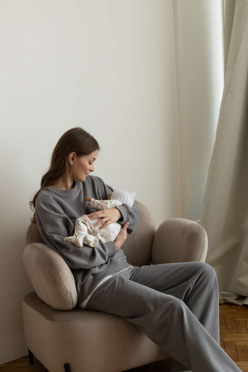 Свитшот Ритм премиум для беременных и кормящих мам - серый - 4