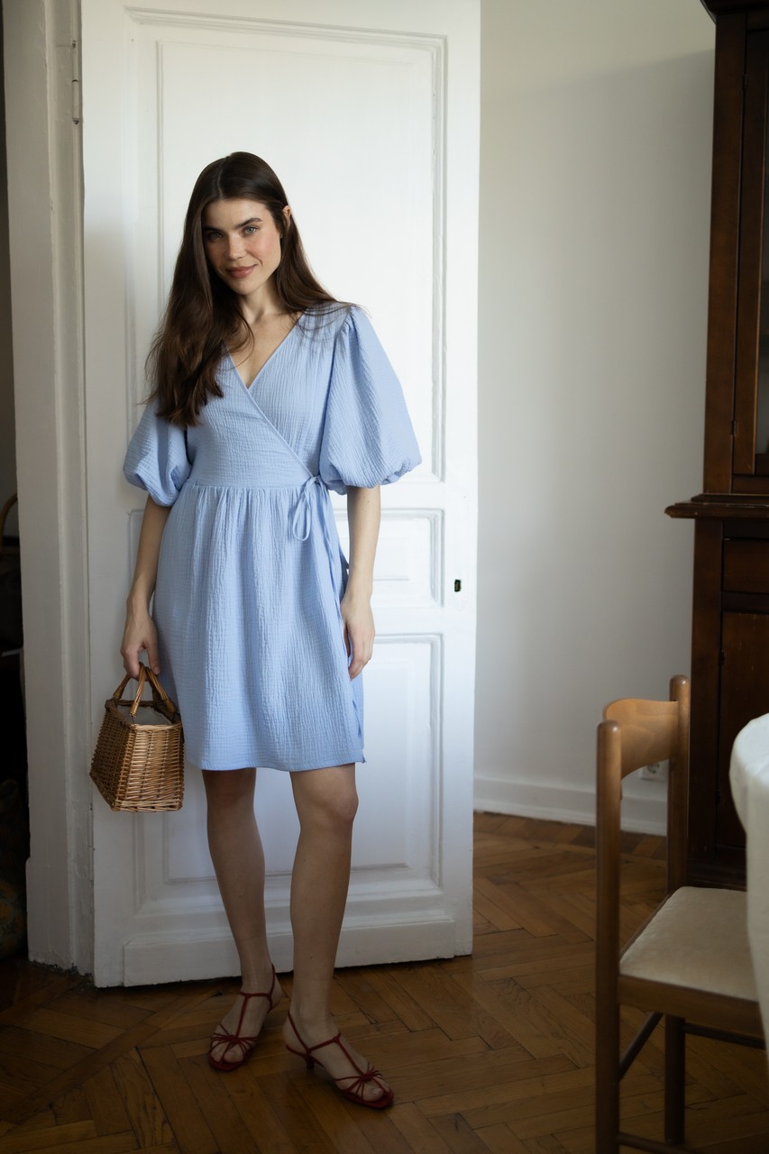 Платье Джульетта мини для беременных и кормящих мам - голубой - 8