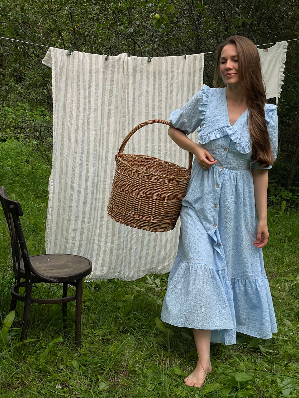 Платье Rose для беременных и кормящих мам - голубой