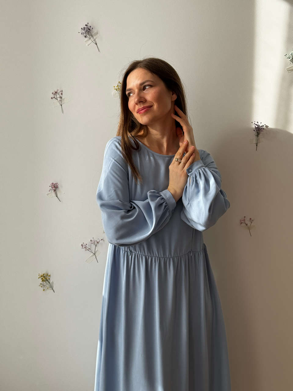 Платье Катарина для беременных и кормящих мам - голубой - 9