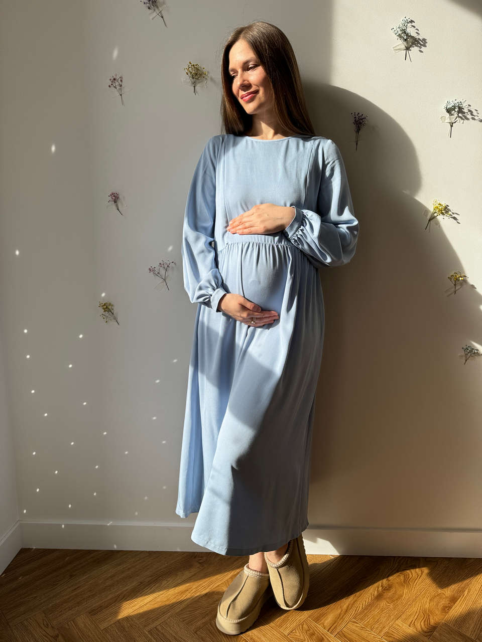 Платье Катарина для беременных и кормящих мам - голубой - 5