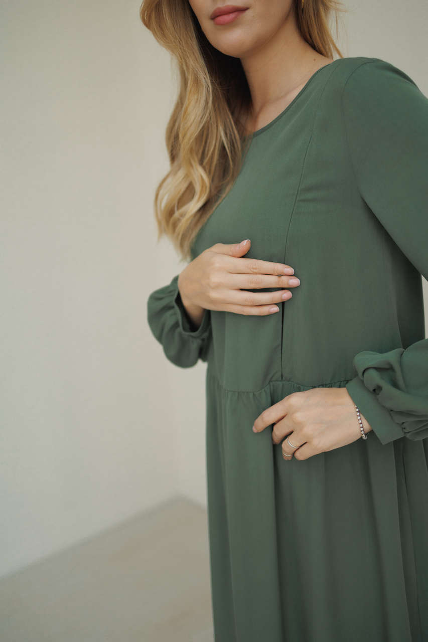 Платье Катарина для беременных и кормящих мам - базилик - 10
