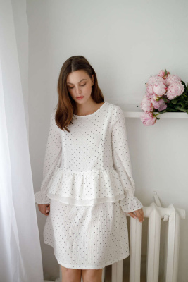 Платье Николь для беременных и кормящих мам - белый в горошек - 0