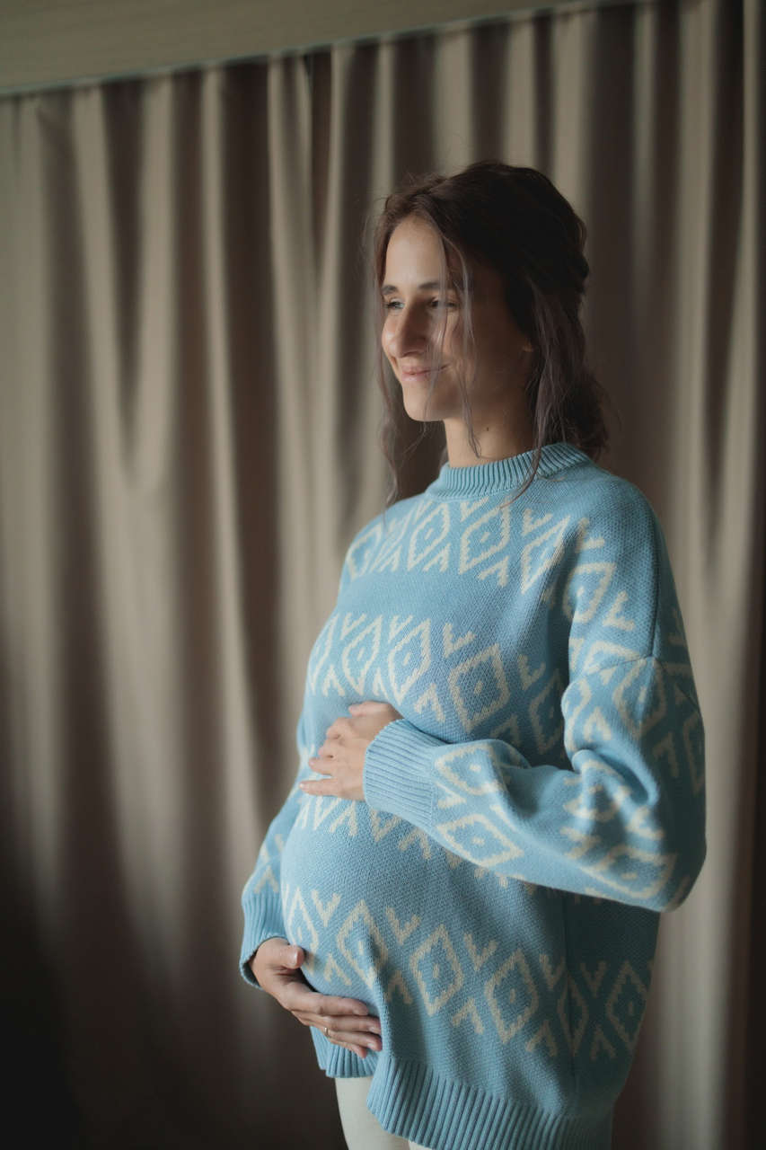 Джемпер Scandi для беременных и кормящих мам - голубой - 8