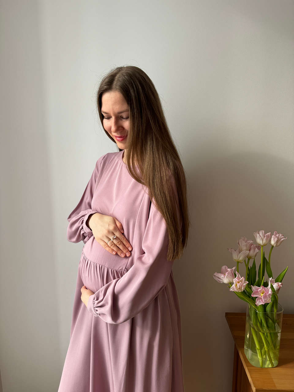 Платье Катарина для беременных и кормящих мам - пудровый