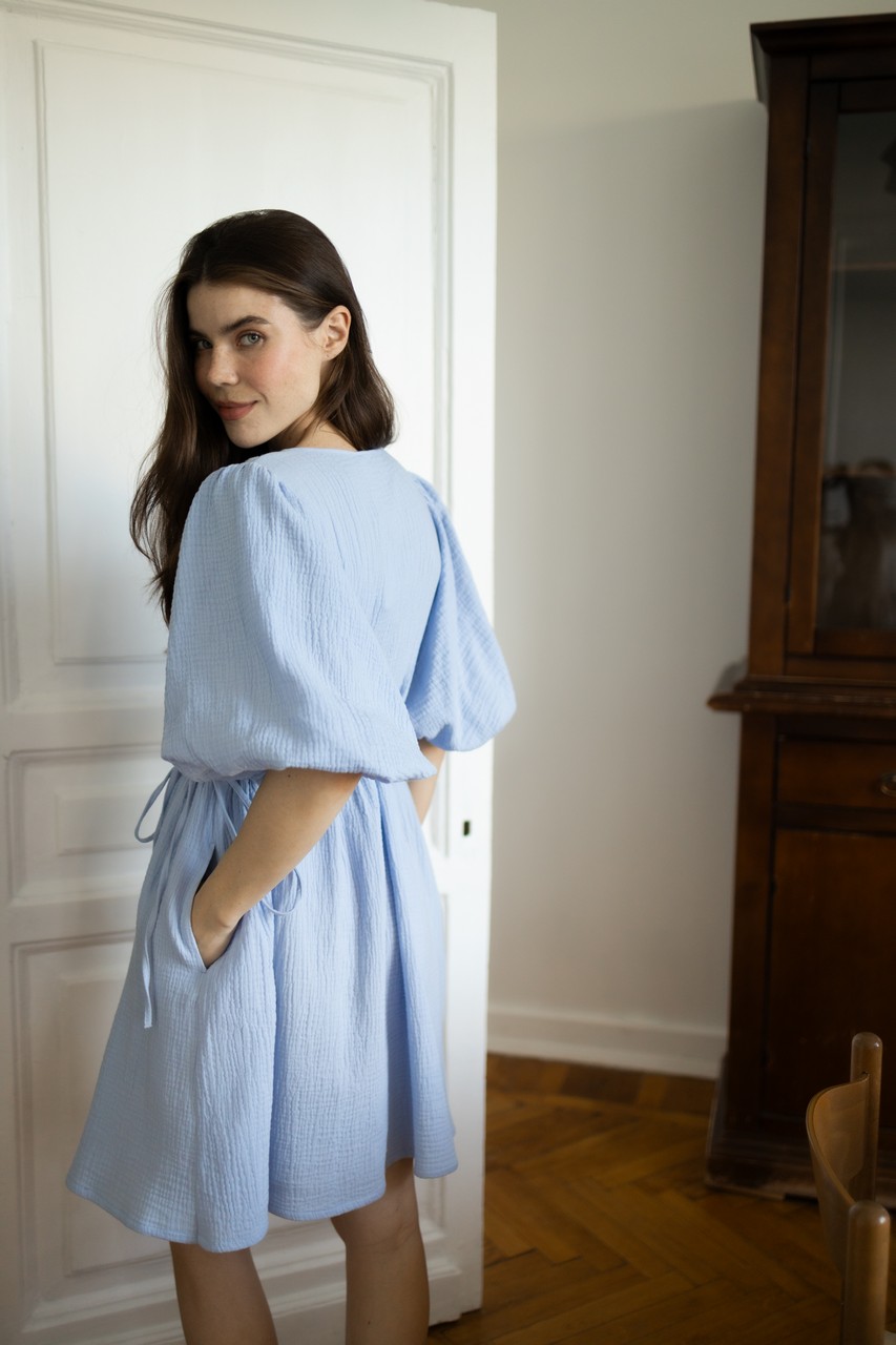 Платье Джульетта мини для беременных и кормящих мам - голубой - 1