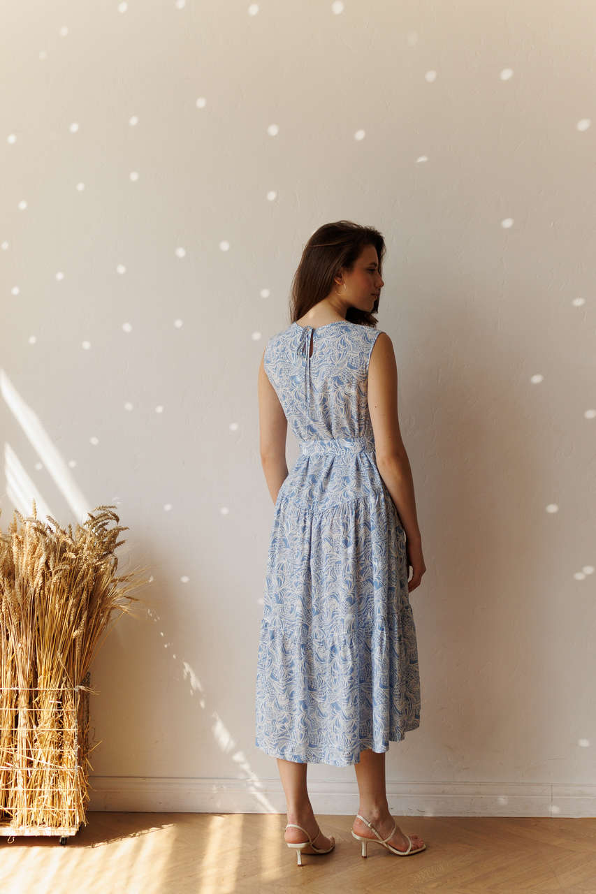 Платье Ветер миди для беременных и кормящих мам - голубой тропик - 6
