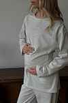 Лонгслив Май для беременных и кормящих мам - серый меланж