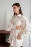 Рубашка из вареного хлопка для беременных и кормящих мам - бежевый в полоску