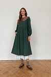 Платье Аврора из фланели для беременных и кормящих мам - темно-зеленый с цветами