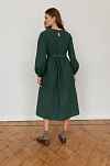 Платье Аврора из фланели для беременных и кормящих мам - темно-зеленый с цветами