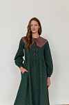 Платье Аврора из фланели для беременных и кормящих мам - темно-зеленый с цветами
