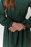 Платье Аврора из фланели для беременных и кормящих мам - темно-зеленый с цветами
