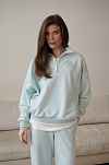 Толстовка Ритм премиум с вышивкой для беременных и кормящих мам - голубой