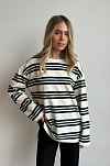 Лонгслив из пике в полоску для беременных и кормящих мам - айвори